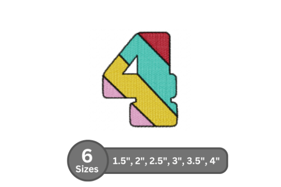 Candy Stripe Number -4: A Bold Embroidery Font