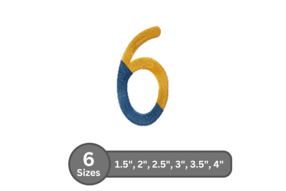 Chalk Split Number -6: A Bold Fill Stitch Font