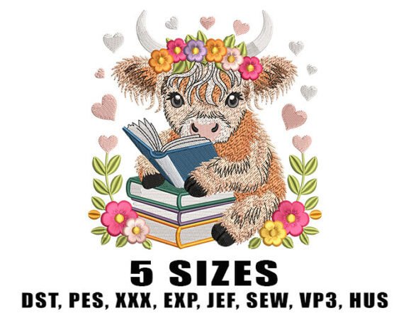 Floral Books Cow Embroidery Design: A Strategic Asset for Creative Brands