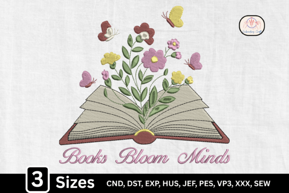 Floral Open Book: Books Bloom Minds Embroidery Design Review