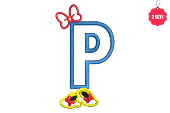 Letter P with Bow: Elegant Embroidery Design