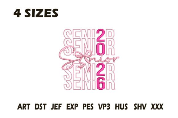 Senior 2026 Pink Bow Embroidery: Adding Whimsy to Graduation Keepsakes