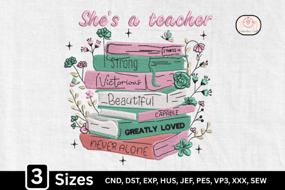 She’s a Teacher Floral Book Stack: A Guide to Inspirational Embroidery
