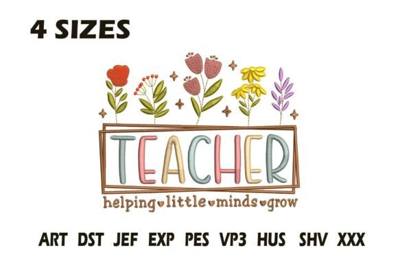 Teacher Floral Quote Embroidery File: A Whimsical Stitch